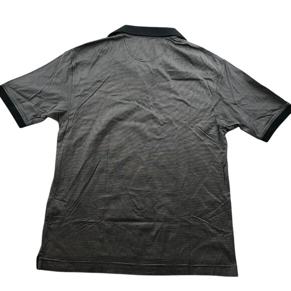 Dockers Mens Golf Polo Shirt Medium Striped Gray Black 100% Cotton Activewear - Picture 2 of 9